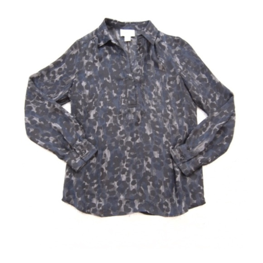 Loft leopard print button down Popover Sz sp